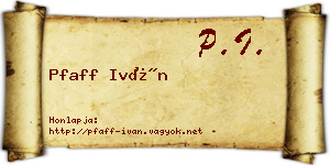 Pfaff Iván névjegykártya