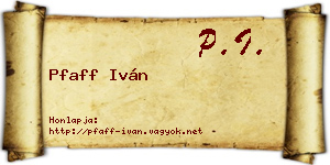 Pfaff Iván névjegykártya